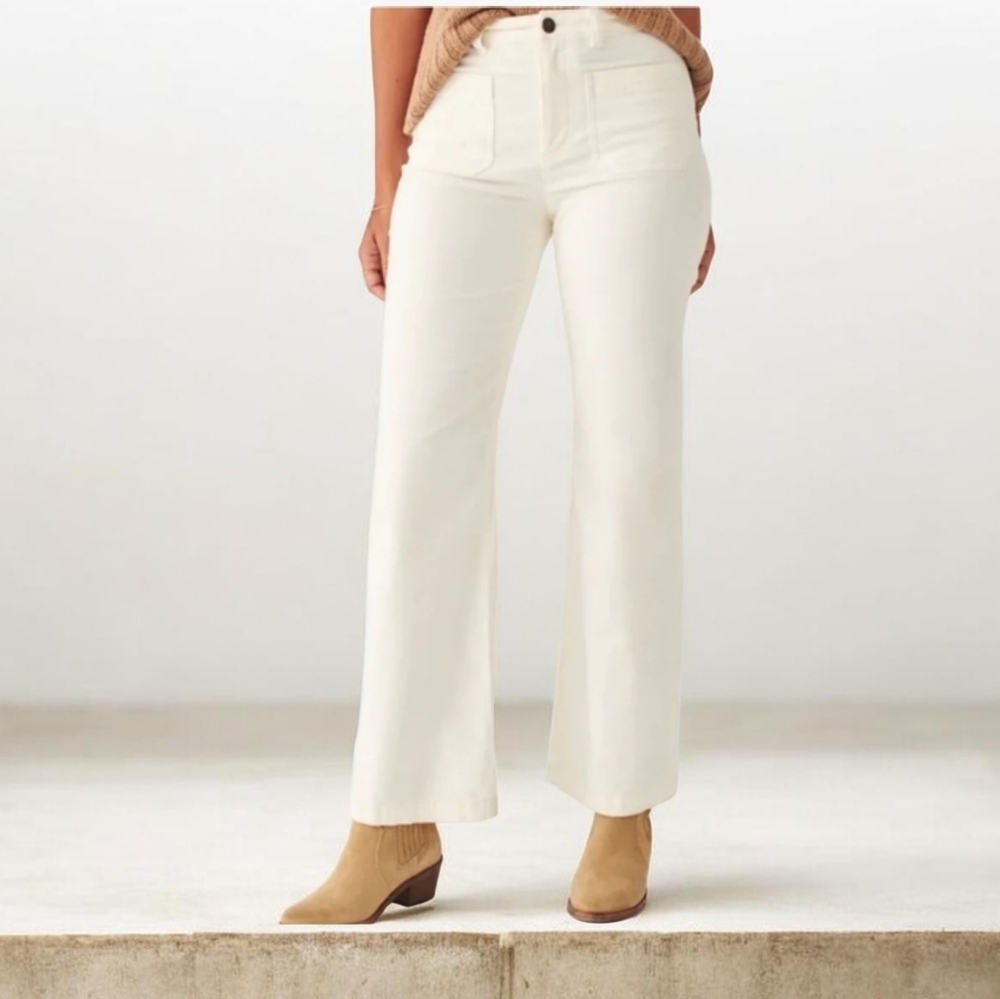 Faherty Women’s Stretch Corduroy Patch Pocket White Pants